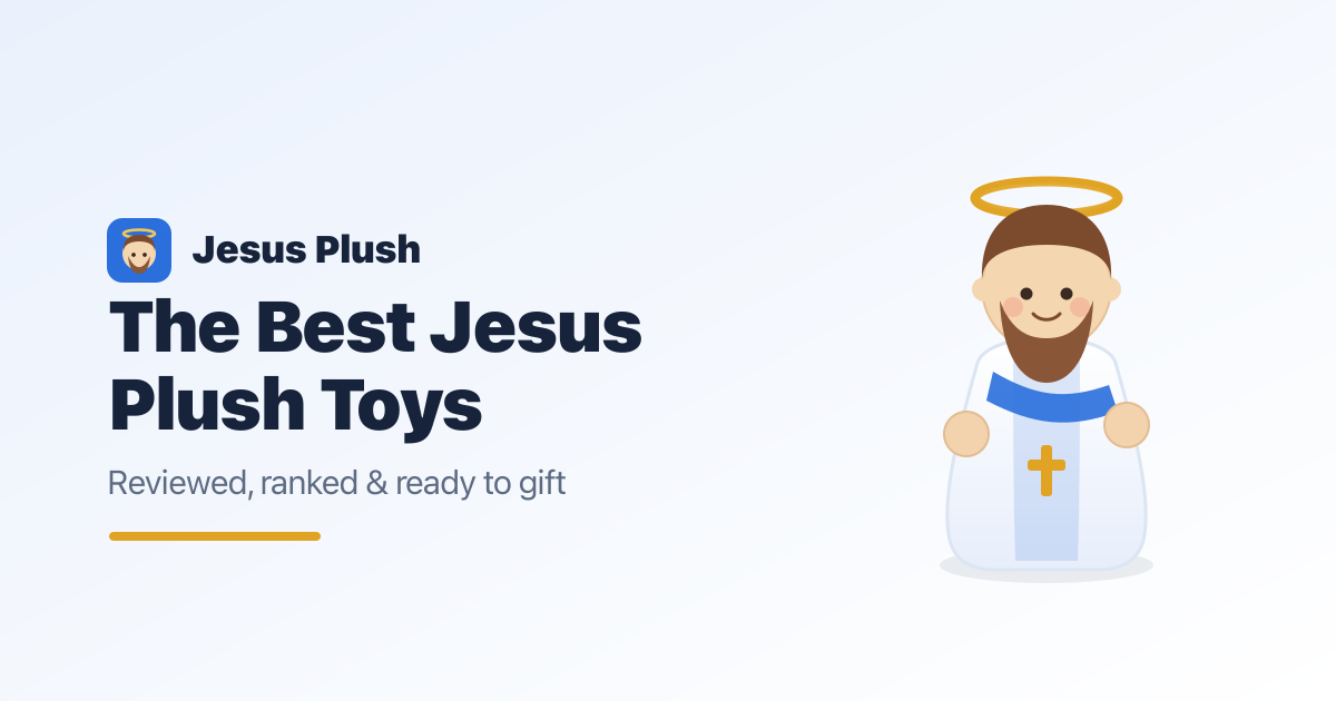 A collection of Jesus plush toys arranged around a Christmas tree