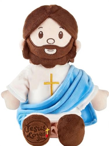 BOKUFLY Jesus plush doll in a white and blue robe